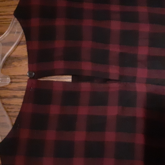 ⭐BEACHLUNCHLOUNGE Red Black Check Dress Ruffle Bell Sleeve Buffalo Cotton Medium - Picture 10 of 10